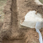 Trench Dug for Exterior Drainage Pipe