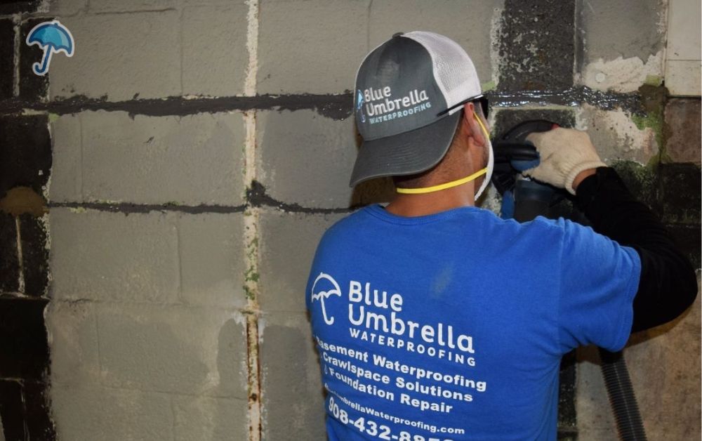 Blue Umbrella repairing a damaged foundation in a New Jersey home